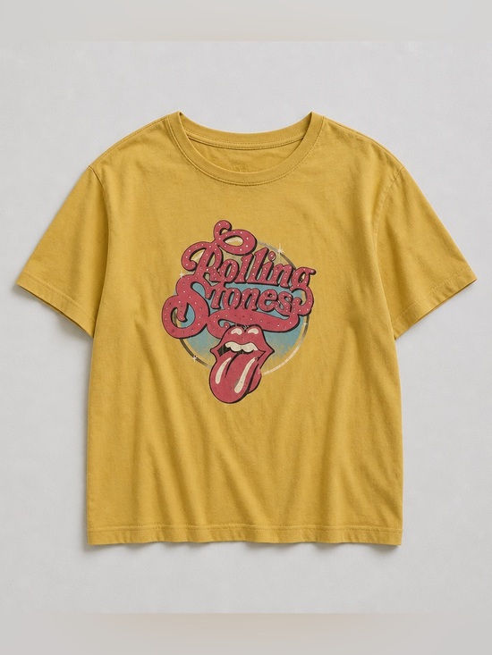 the Rolling Stones Tops - Rolling Stones Graphic Band Tee XL Mustard Yellow Short Sleeve T-Shirt